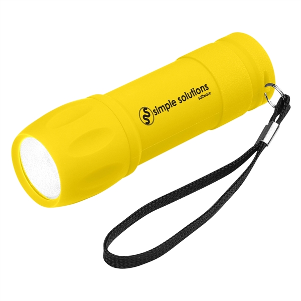 Bright white COB flashlight with a rubberized finish, a strap, and... from ASI 61125 Hit Promotional Products / Hit®