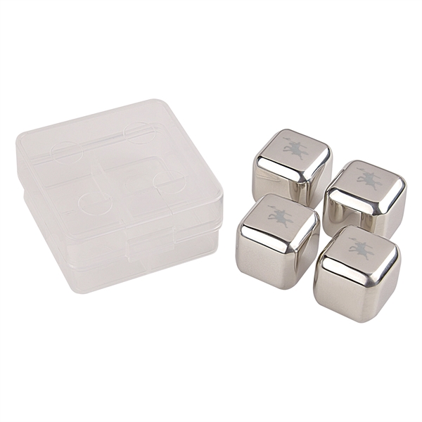 4 stainless steel ice cubes in protective plastic travel case.... from ASI 61125 Hit Promotional Products / Hit®
