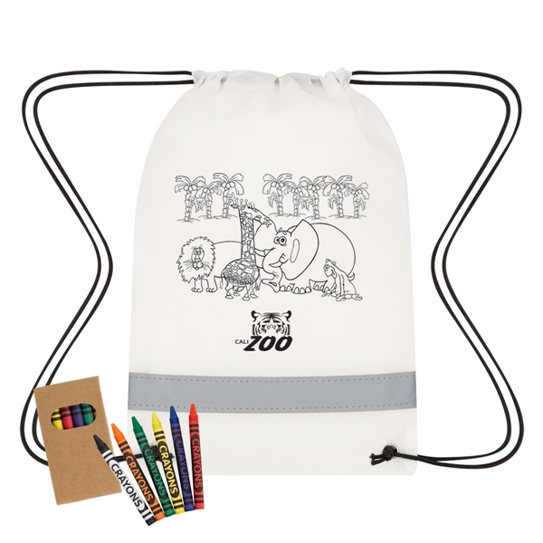 Coloring drawstring bag made of 80 gram non-woven, coated water-resistant polypropylene... from ASI 61125 Hit Promotional Products / Hit®