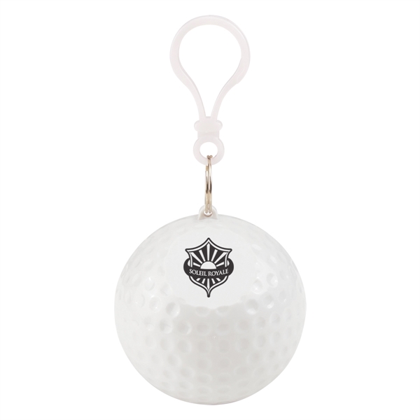 3 1/2" white golf ball shaped holder with a polyethylene poncho... from ASI 61125 Hit Promotional Products / Hit®