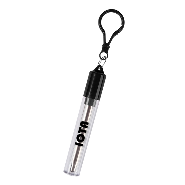 9" collapsible, reusable stainless steel straw with silicone tip and wire... from ASI 61125 Hit Promotional Products / Hit®