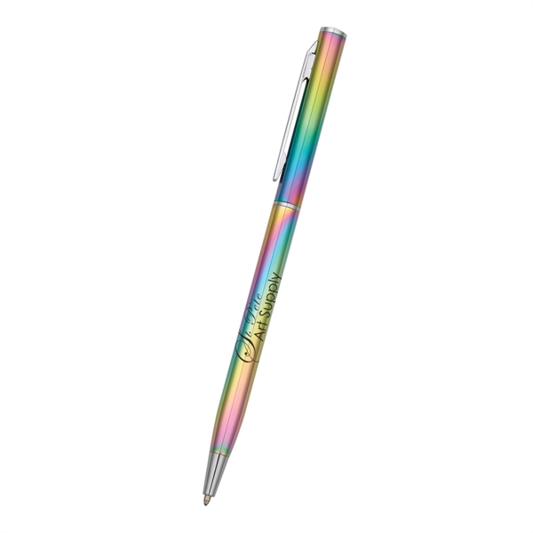 5 1/2" twist-action pen made of aluminum with an iridescent rainbow... from ASI 61125 Hit Promotional Products / Hit®