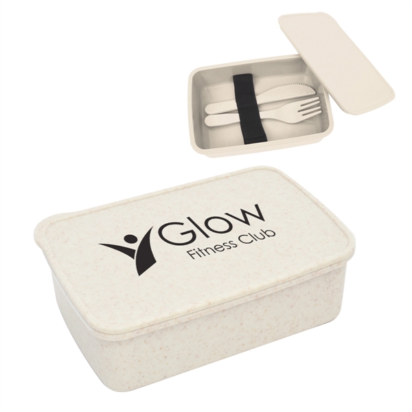 Utensil set with a fork, knife, and straw inside of a... from ASI 61125 Hit Promotional Products / Hit®