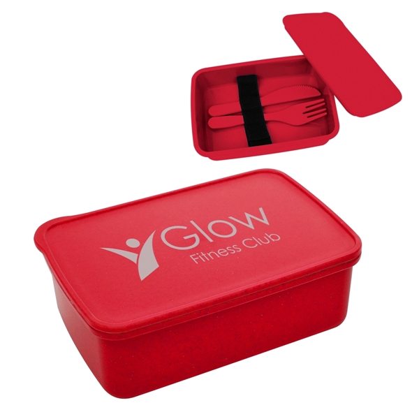 Utensil set with a fork, knife, and straw inside of a... from ASI 61125 Hit Promotional Products / Hit®