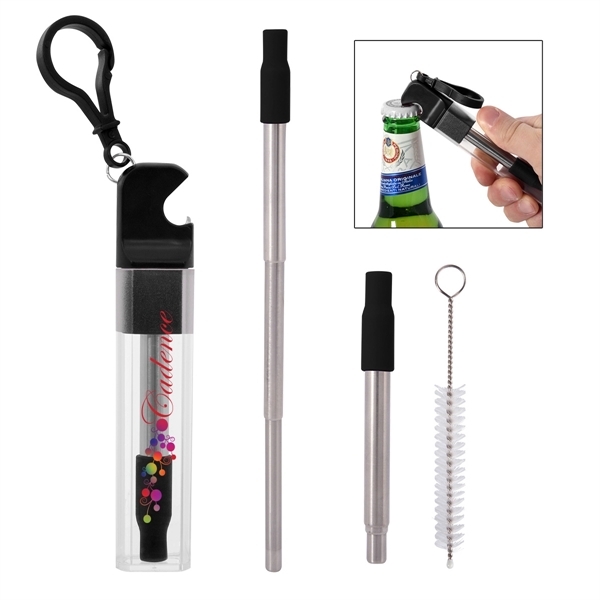 Straw kit with bottle opener for easily opening drinks and taking... from ASI 61125 Hit Promotional Products / Hit®