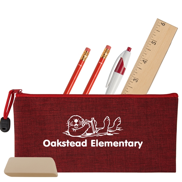 School kit with zippered pouch, pencils, pen, eraser and 6" wooden... from ASI 52840 Evans Manufacturing