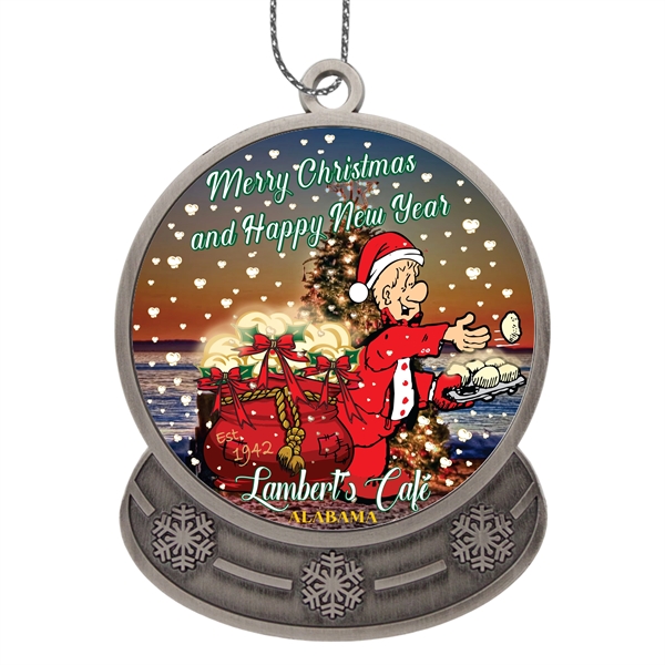 2.5" x 1.875" die cast metal snow globe-shape hanging holiday ornament... from ASI 52263 EMT / EMT EMT EASY