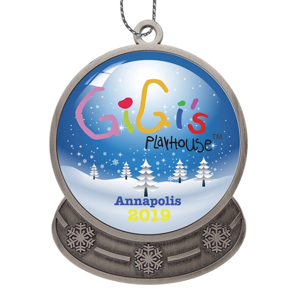 2.5" x 1.875" die cast metal snow globe-shape hanging holiday ornament... from ASI 52263 EMT / EMT EMT EASY