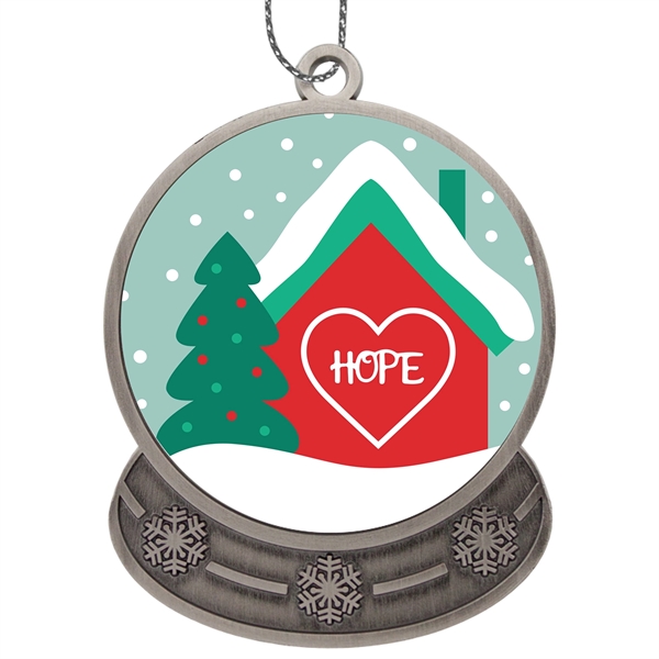 2.5" x 1.875" die cast metal snow globe-shape hanging holiday ornament... from ASI 52263 EMT / EMT EMT EASY