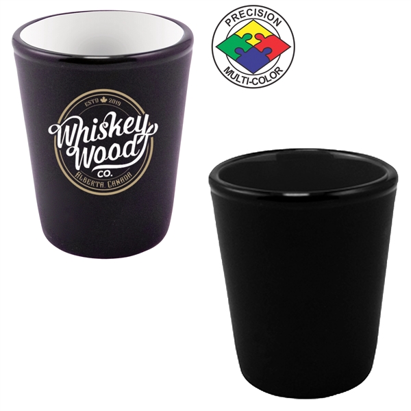 1.5oz Hilo Two-Tone Ceramic Shot Glass, spot color process... from ASI 80093 Pyrographics / Pyrographics Line