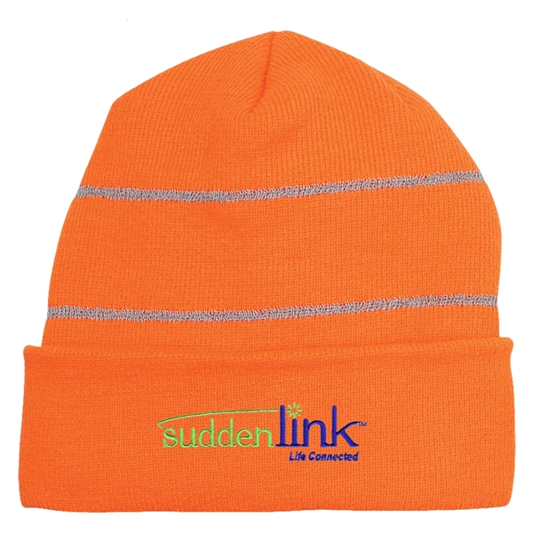 Knit Beanie with Reflective Stripes.  100% Acrylic.  One Size... from ASI 61125 Hit Promotional Products / Hit®