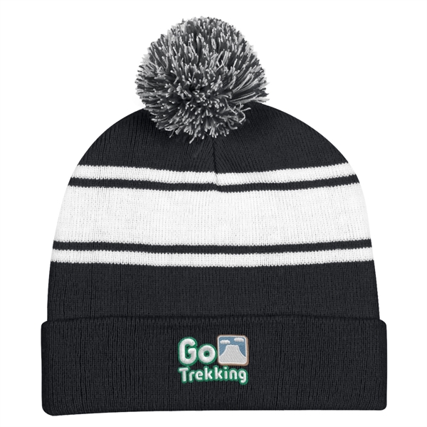 Two-Tone Knit Pom Beanie with Cuff.  100% Acrylic.  One... from ASI 61125 Hit Promotional Products / Hit®
