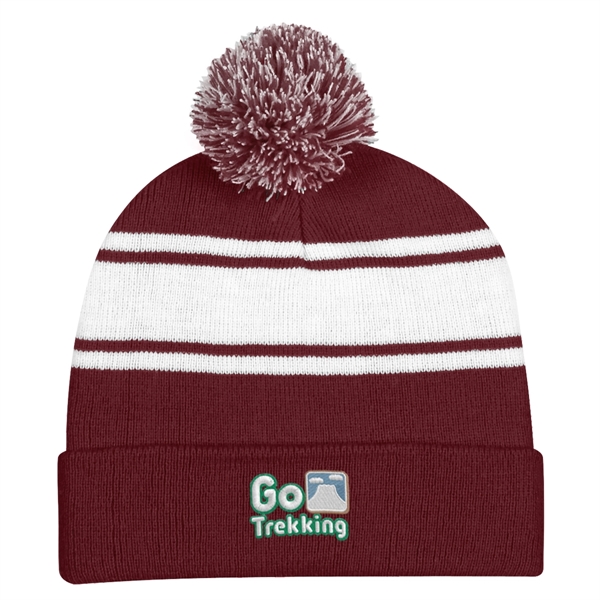 Two-Tone Knit Pom Beanie with Cuff.  100% Acrylic.  One... from ASI 61125 Hit Promotional Products / Hit®
