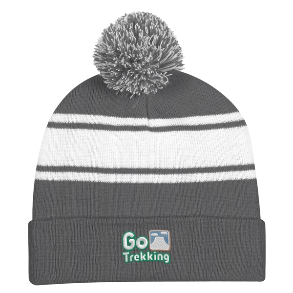 Two-Tone Knit Pom Beanie with Cuff.  100% Acrylic.  One... from ASI 61125 Hit Promotional Products / Hit®