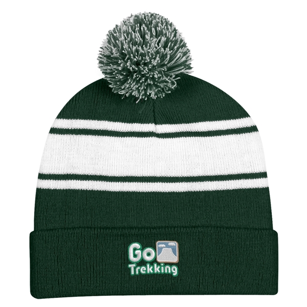 Two-Tone Knit Pom Beanie with Cuff.  100% Acrylic.  One... from ASI 61125 Hit Promotional Products / Hit®