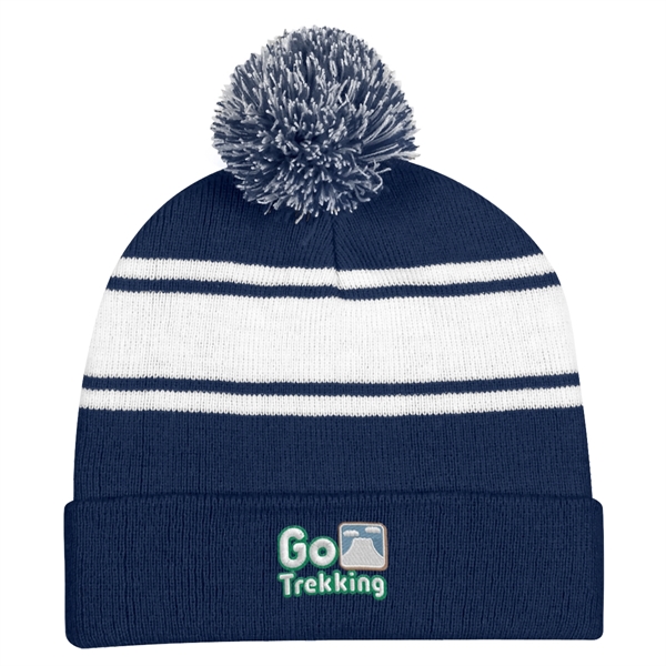 Two-Tone Knit Pom Beanie with Cuff.  100% Acrylic.  One... from ASI 61125 Hit Promotional Products / Hit®