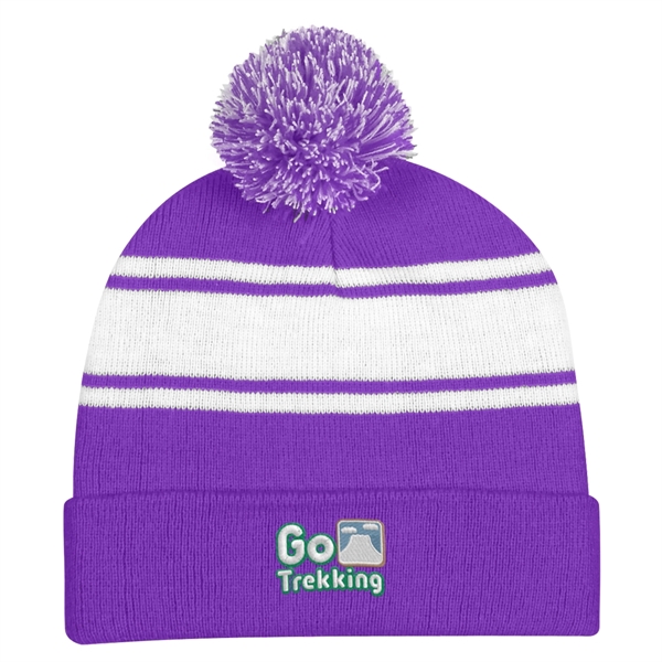 Two-Tone Knit Pom Beanie with Cuff.  100% Acrylic.  One... from ASI 61125 Hit Promotional Products / Hit®
