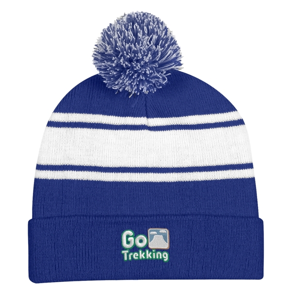 Two-Tone Knit Pom Beanie with Cuff.  100% Acrylic.  One... from ASI 61125 Hit Promotional Products / Hit®