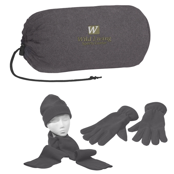 Brushed Polyester Fleece.  Scarf, Gloves and Cap in a Drawstring... from ASI 61125 Hit Promotional Products / Hit®