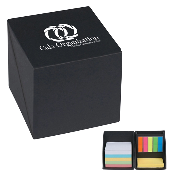 Office cube with sticky notes, sticky flags and built-in pen holder.... from ASI 61125 Hit Promotional Products / Hit®
