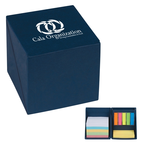 Office cube with sticky notes, sticky flags and built-in pen holder.... from ASI 61125 Hit Promotional Products / Hit®