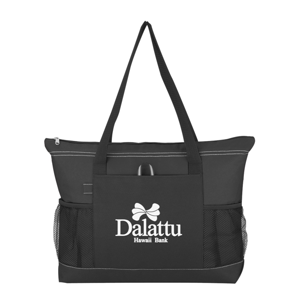 Voyager Tote.  Made Of 600 Denier Polyester.  Top Zippered... from ASI 61125 Hit Promotional Products / Hit®