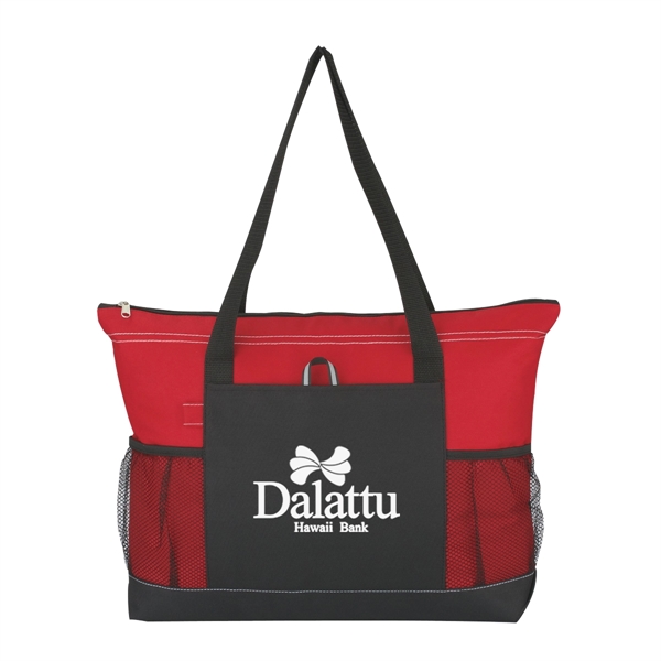 Voyager Tote.  Made Of 600 Denier Polyester.  Top Zippered... from ASI 61125 Hit Promotional Products / Hit®