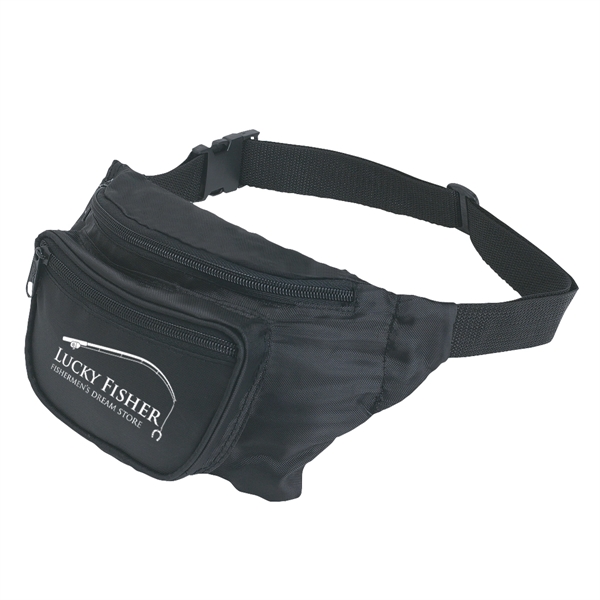 Deluxe fanny pack with 44" maximum belt size, black trim. Made... from ASI 61125 Hit Promotional Products / Hit®