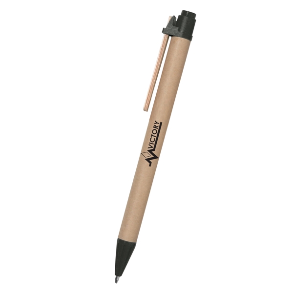 Eco-friendly pen with paper barrel, wooden clip and plunger action.... from ASI 61125 Hit Promotional Products / Hit®