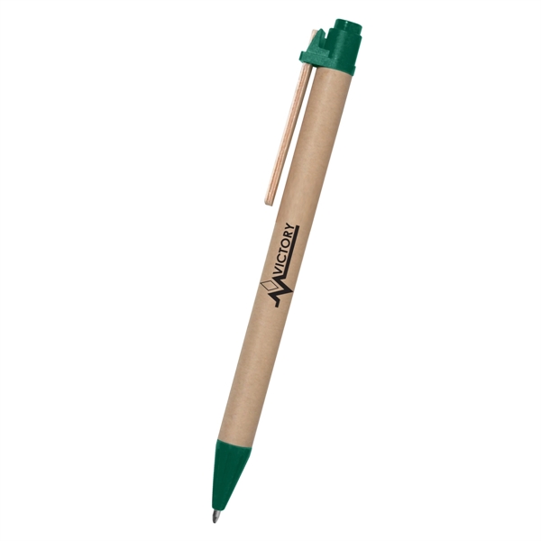 Eco-friendly pen with paper barrel, wooden clip and plunger action.... from ASI 61125 Hit Promotional Products / Hit®