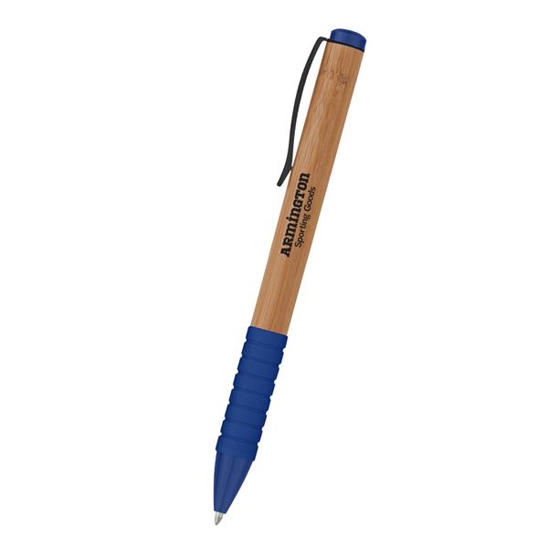 Bamboo design twist action pen with rubber grip for writing comfort... from ASI 61125 Hit Promotional Products / Hit®