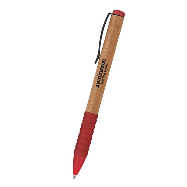 Bamboo design twist action pen with rubber grip for writing comfort... from ASI 61125 Hit Promotional Products / Hit®