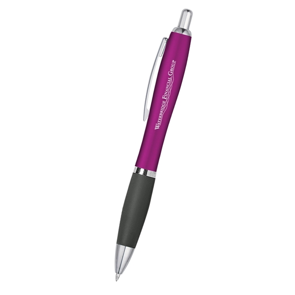 Ballpoint pen with plunger action and rubberized grip.... from ASI 61125 Hit Promotional Products / Hit®