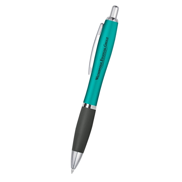 Ballpoint pen with plunger action and rubberized grip.... from ASI 61125 Hit Promotional Products / Hit®