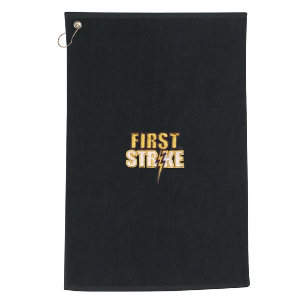 100% cotton unfolded golf towel with metal grommet and a hook.... from ASI 61125 Hit Promotional Products / Hit®