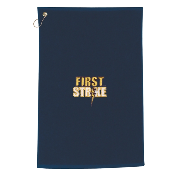 100% cotton unfolded golf towel with metal grommet and a hook.... from ASI 61125 Hit Promotional Products / Hit®