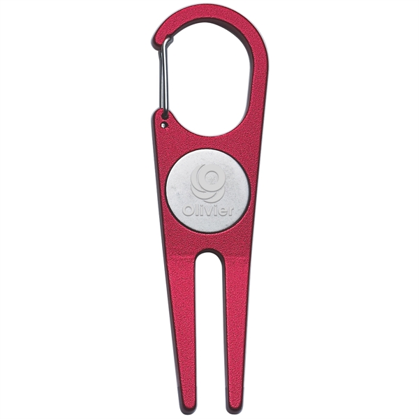 Aluminum divot tool with magnetic ball marker, clip for attachment.... from ASI 61125 Hit Promotional Products / Hit®