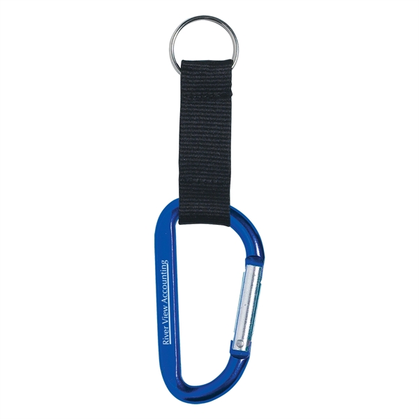 8mm Carabiner With 2 1/2" Strap And Split Ring... from ASI 61125 Hit Promotional Products / Hit®