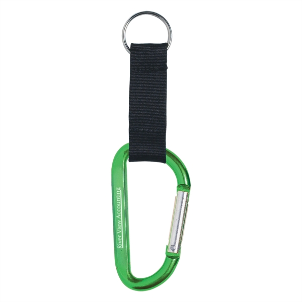 8mm Carabiner With 2 1/2" Strap And Split Ring... from ASI 61125 Hit Promotional Products / Hit®