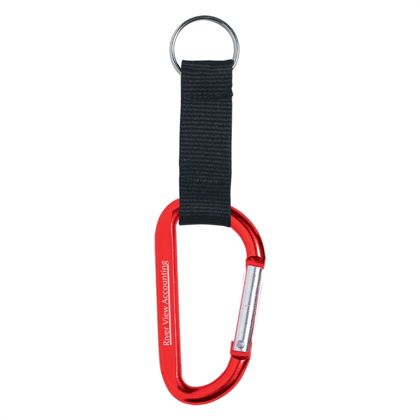 8mm Carabiner With 2 1/2" Strap And Split Ring... from ASI 61125 Hit Promotional Products / Hit®