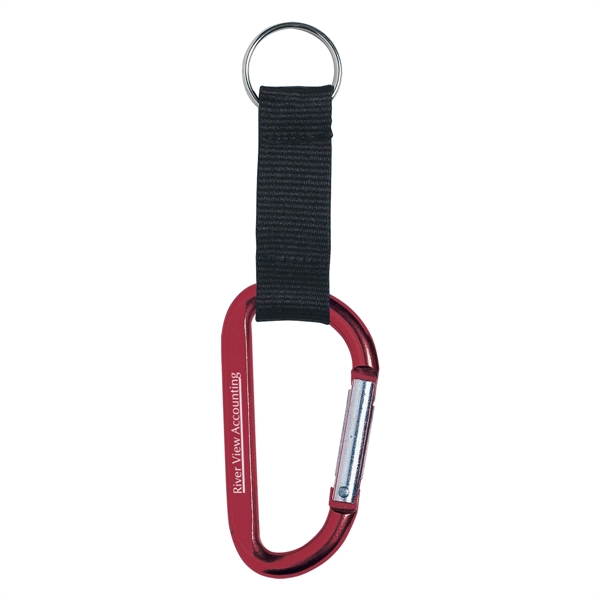 8mm Carabiner With 2 1/2" Strap And Split Ring... from ASI 61125 Hit Promotional Products / Hit®