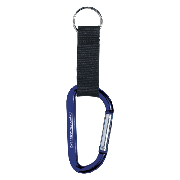 8mm Carabiner With 2 1/2" Strap And Split Ring... from ASI 61125 Hit Promotional Products / Hit®