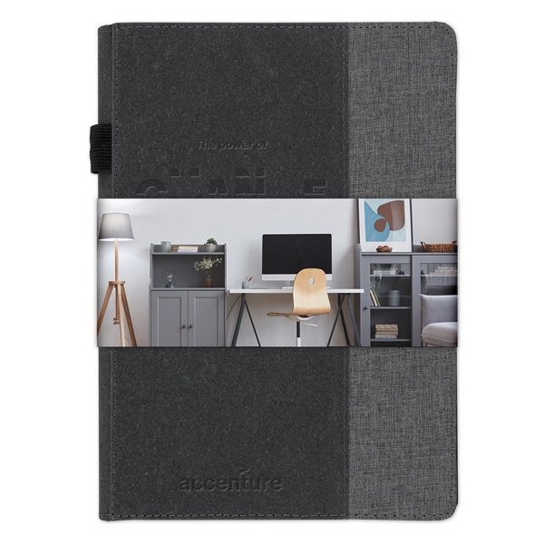 7x10 recycled fabric/leather refillable w/ pen loop on the spine, deboss... from ASI 91340 Journalbooks/Timeplanner Calendars