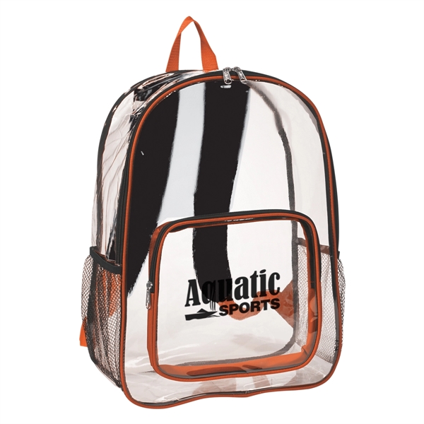 Clear backpack with adjustable padded shoulder straps and web handle, a... from ASI 61125 Hit Promotional Products / Hit®