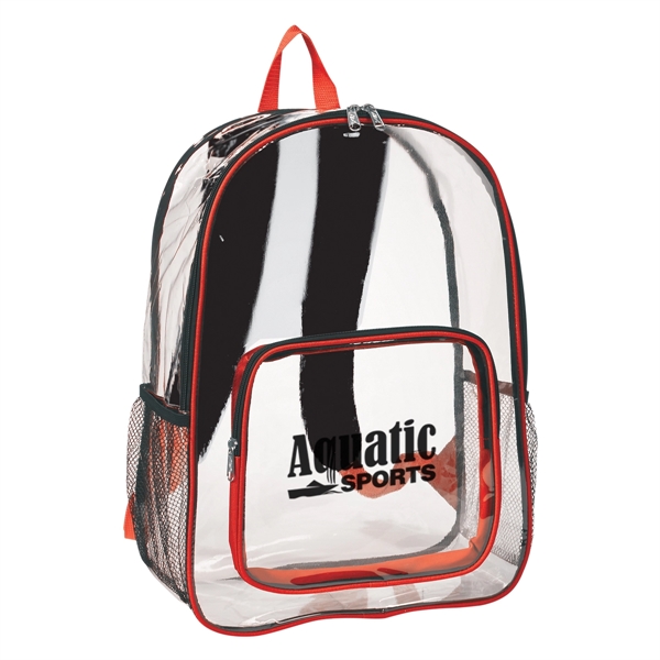 Clear backpack with adjustable padded shoulder straps and web handle, a... from ASI 61125 Hit Promotional Products / Hit®