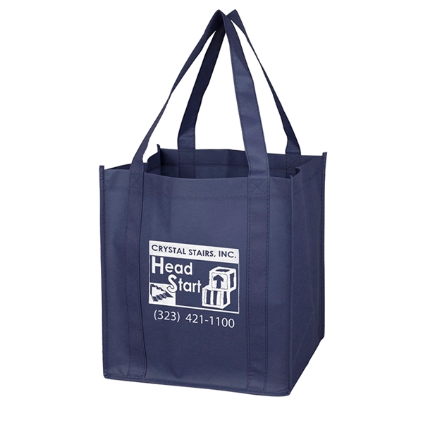 Non-woven polypropylene grocery tote bag with 20" handles, 8" gusset and... from ASI 62660 Innovation Line