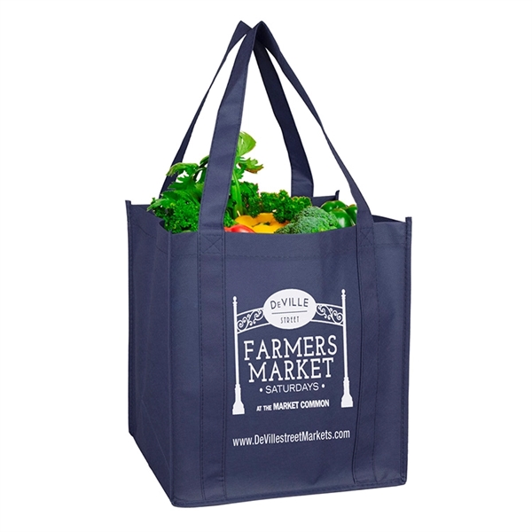 Non-woven polypropylene grocery tote bag with 20" handles, 8" gusset and... from ASI 62660 Innovation Line