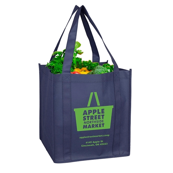 Non-woven polypropylene grocery tote bag with 20" handles, 8" gusset and... from ASI 62660 Innovation Line