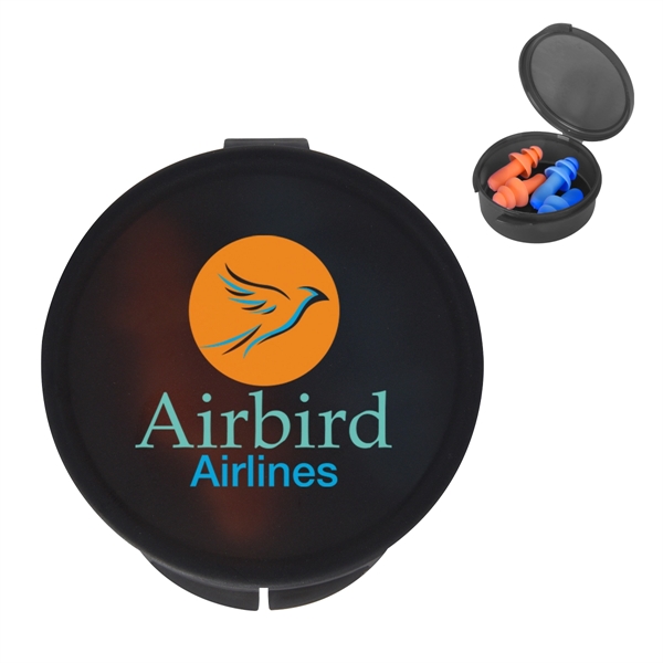 Ear plugs in a travel case for silencing the noise around... from ASI 61125 Hit Promotional Products / Hit®