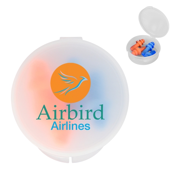 Ear plugs in a travel case for silencing the noise around... from ASI 61125 Hit Promotional Products / Hit®